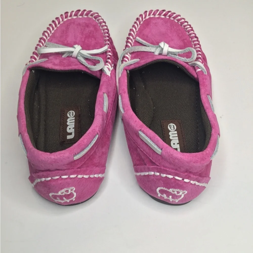 Lamo pink suede loafers kids size 1